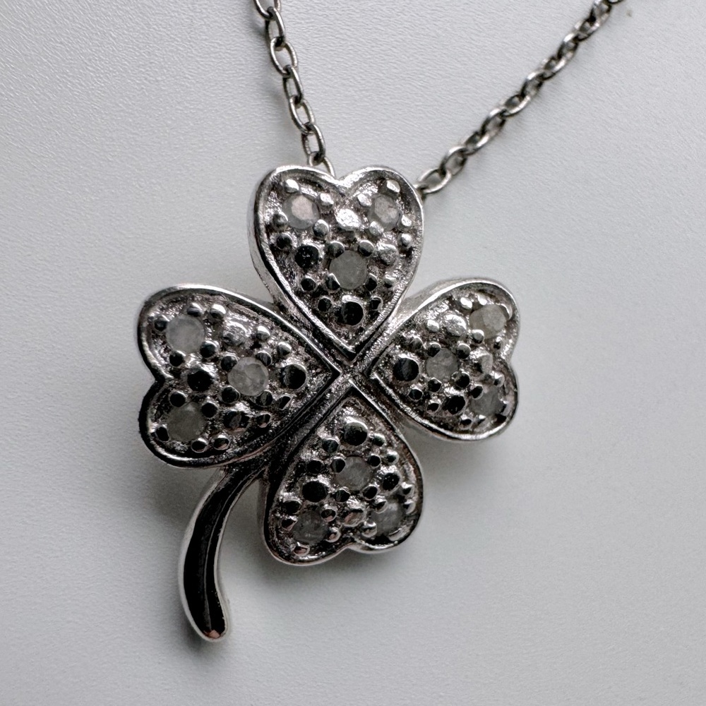 Sterling Silver 925 Shamrock Pendant Necklace